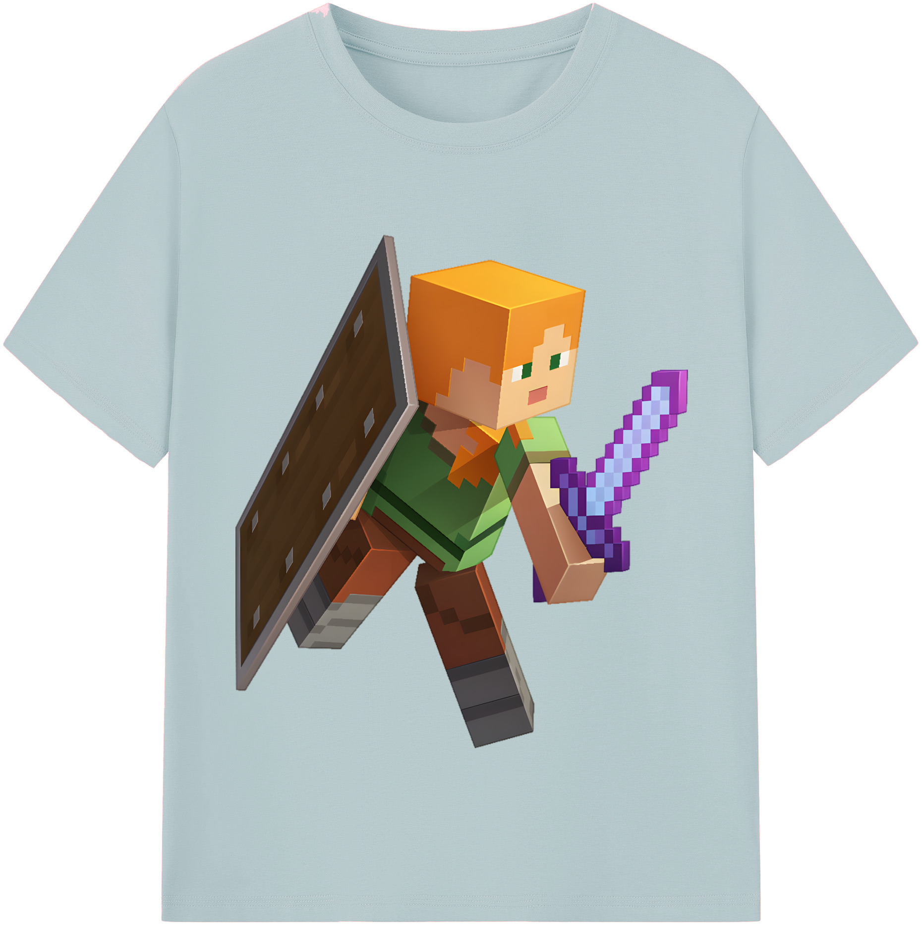 （画像用） マインクラフト ブロックの世界 Minecraft MC Block world 綿100％半袖Tシャツ（フロントプリント）